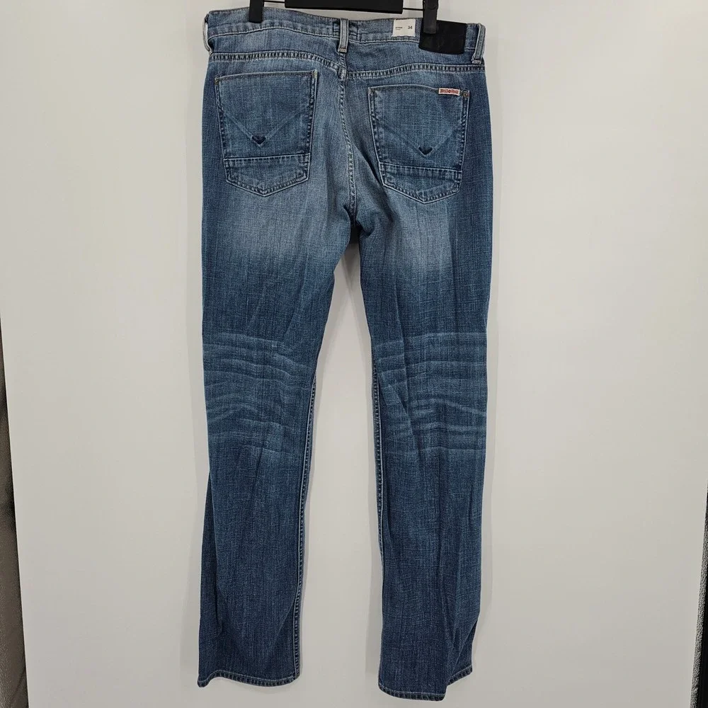 Hudson Byron Straight Leg Mens Blue Jeans‎ Button Fly NM255ZAH Size 34